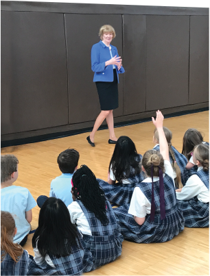 Nancy Larson speaking to class